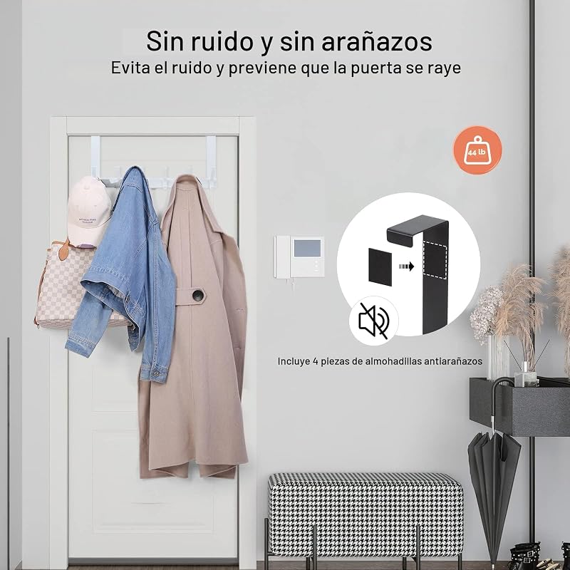Ganchos para puerta baño con 12 ganchos abrigo