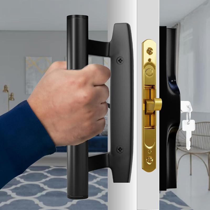 Kit repuesto manija puerta corrediza vidrio aluminio negro