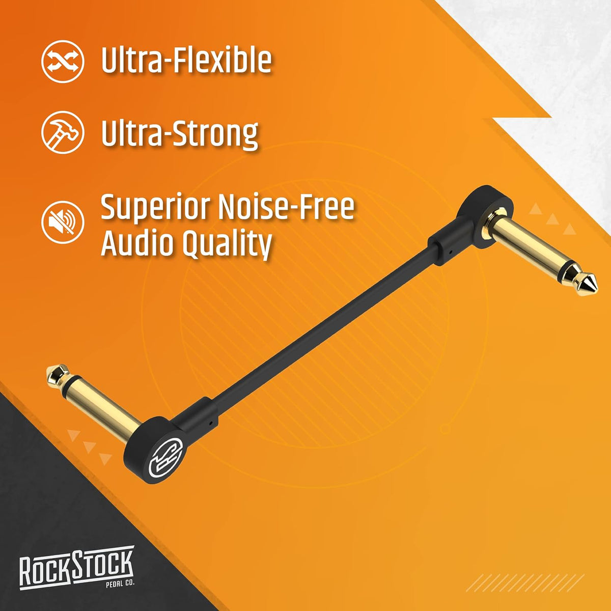 Cables planos guitarra 4pulg S negro conectores chapados oro