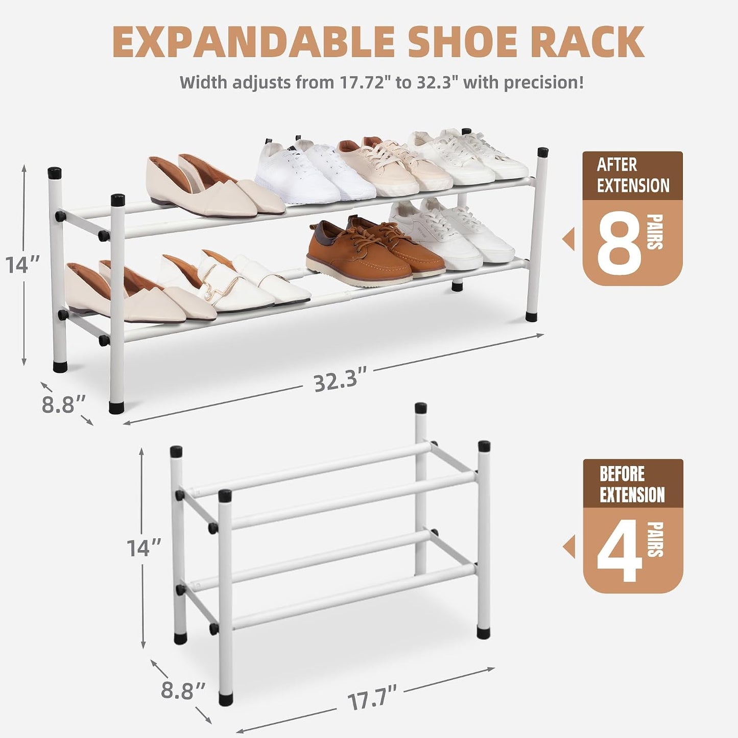 Estante zapatos ajustable de metal apilable 8 pares