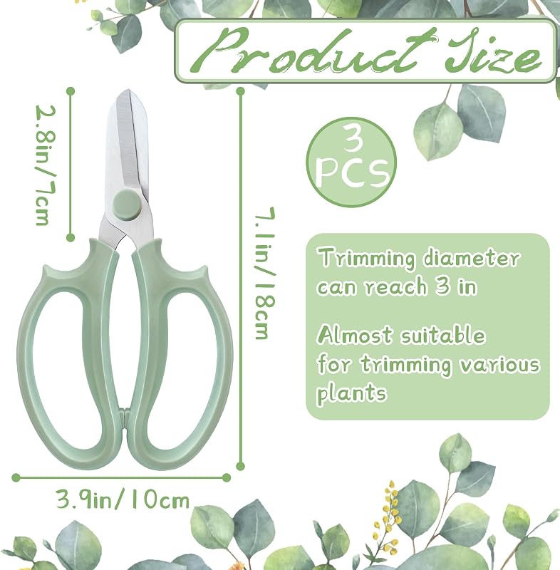 Tijeras florales acero inox 3 pzas para jardín y frutas