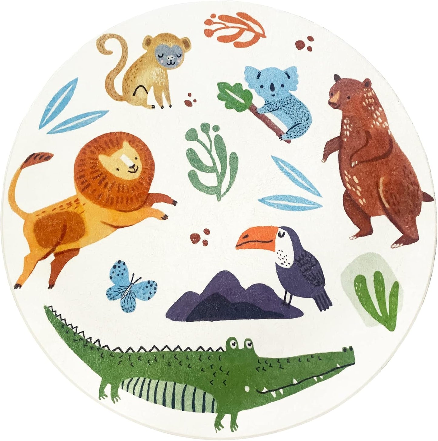 Alfombra redonda niños animales 6ft sala set