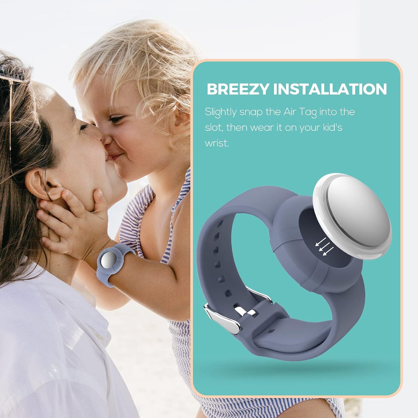 Pulsera Airtag para niños 2 pzas ajustable silicona suave