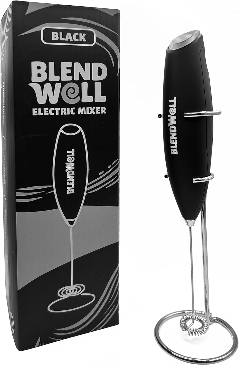 Espumador de leche eléctrico BlendWell para café y matcha con soporte