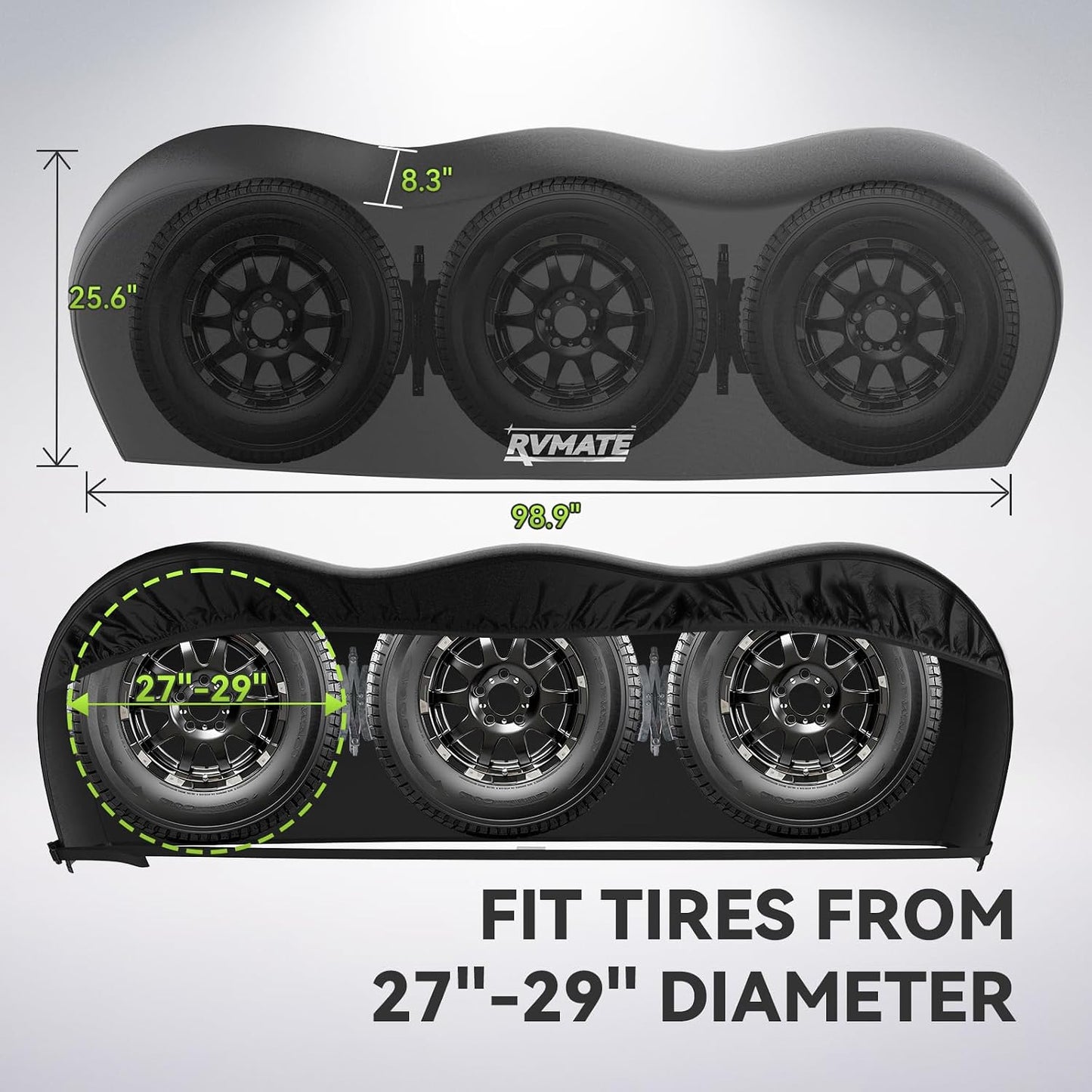 Fundas neumáticos triple eje RV 27-29pulg impermeables
