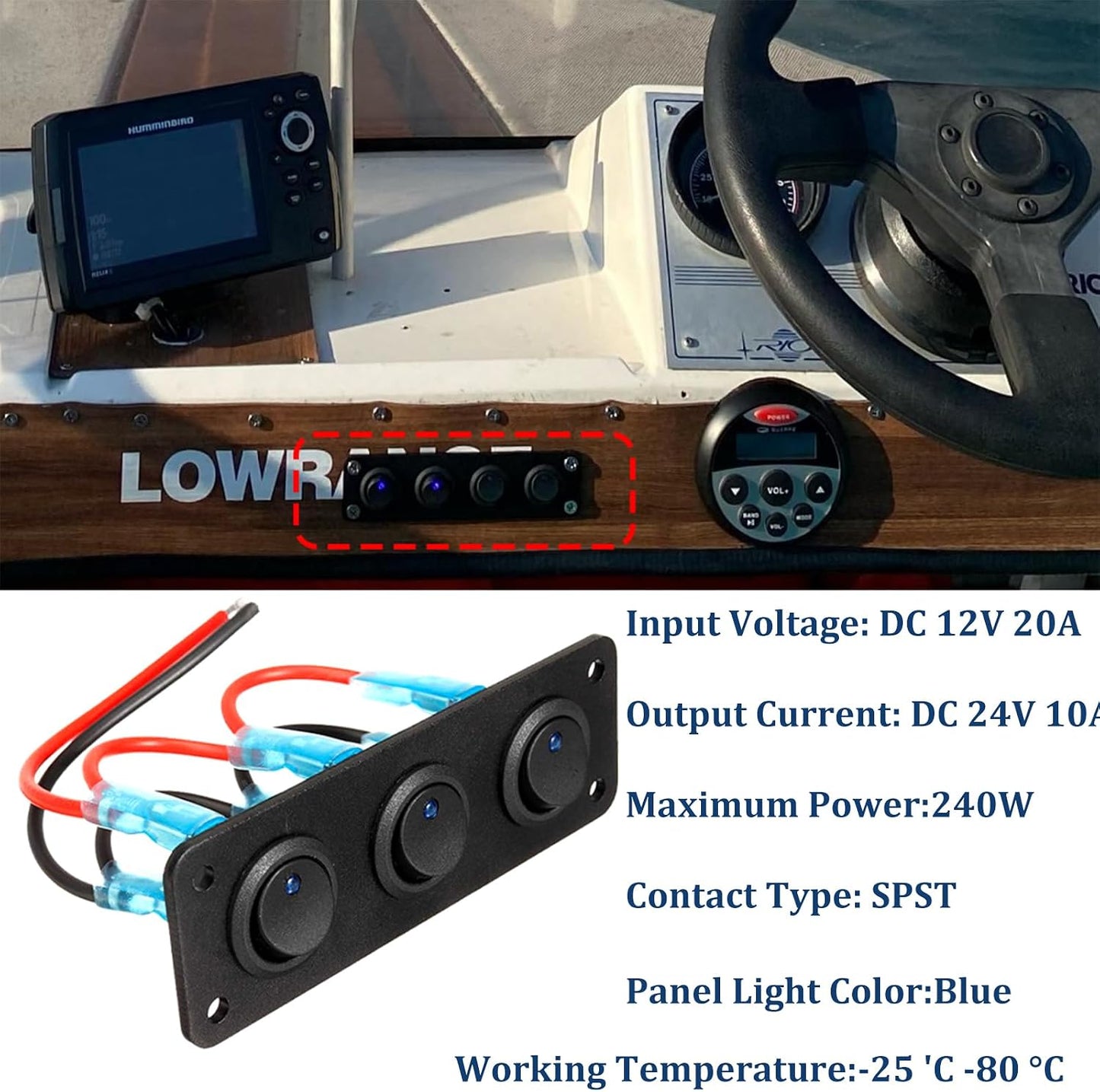 Interruptor basculante 12V impermeable para autos