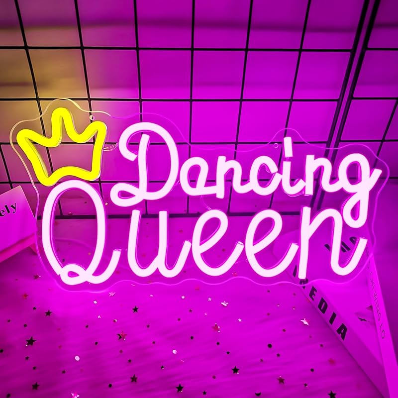 Letrero neón Dancing Queen para salón de baile y fiesta