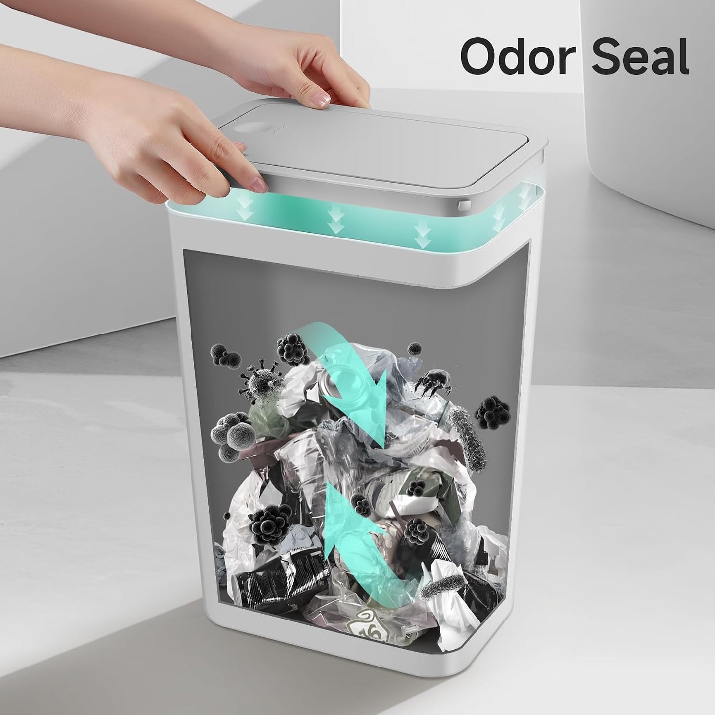 Cubo basura baño 4gal con tapa presión plástico