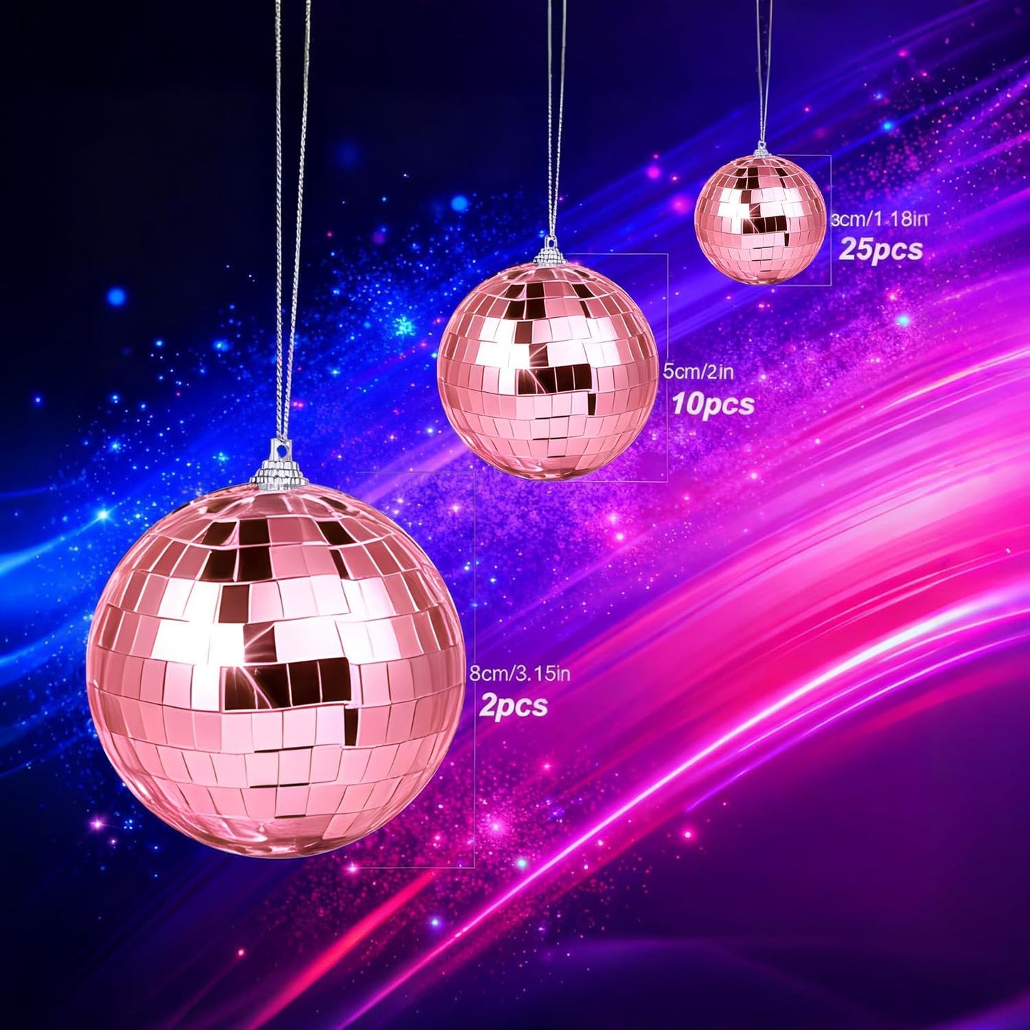 37 Bolas Espejo Discoteca Plateadas Colgantes Decoración Fiesta