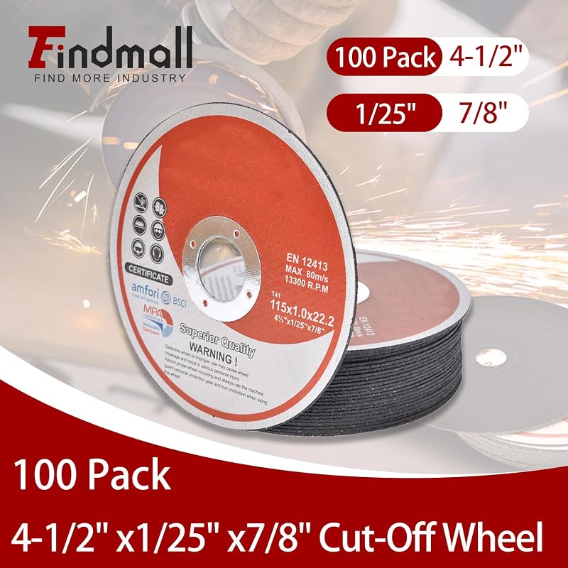 100 Discos Corte Metal Acero Inox 4.5x0.04x2.29pulg