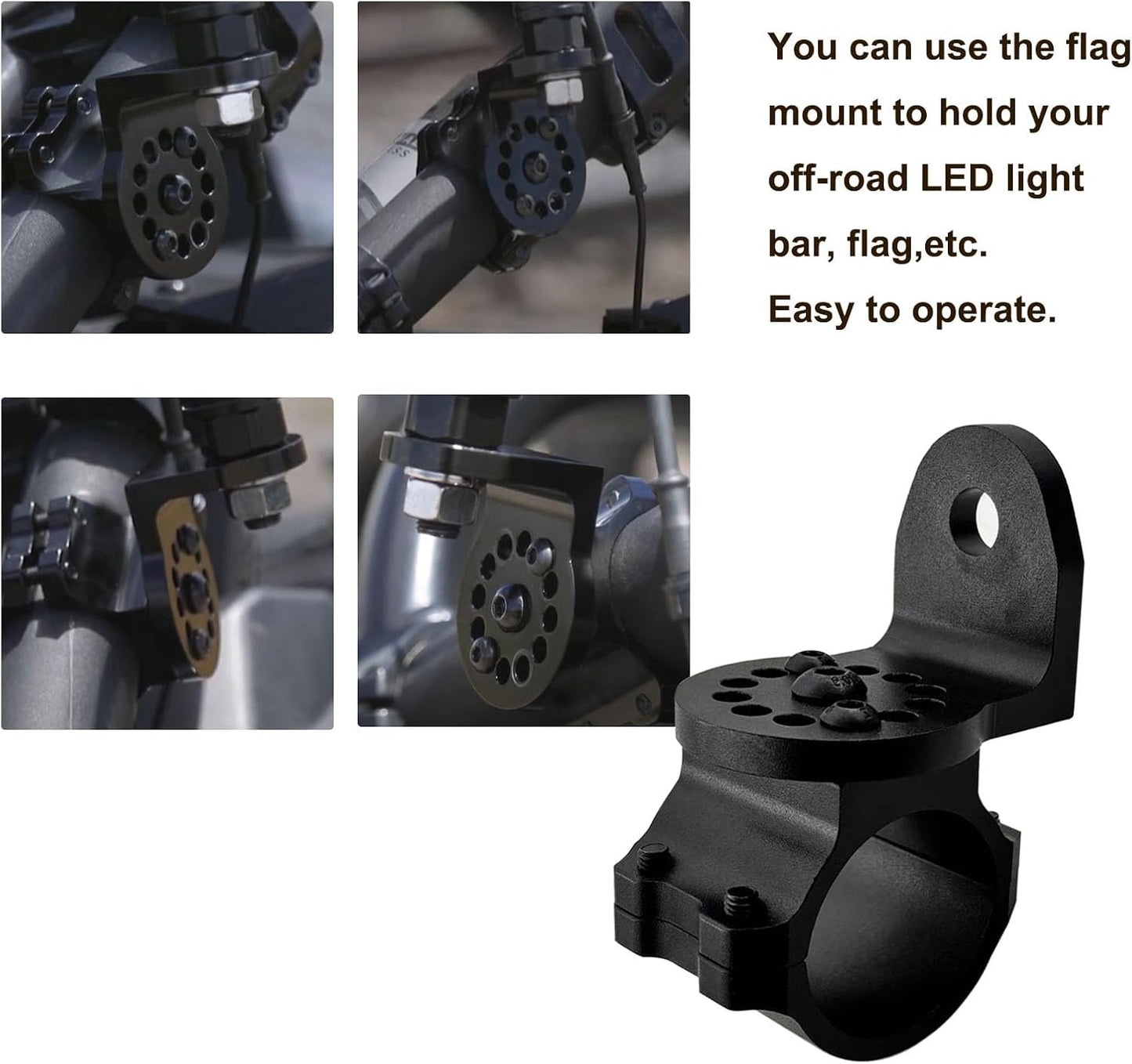 Soporte luz LED látigo 1 3/4-1 7/8" comp Polaris RZR Turbo