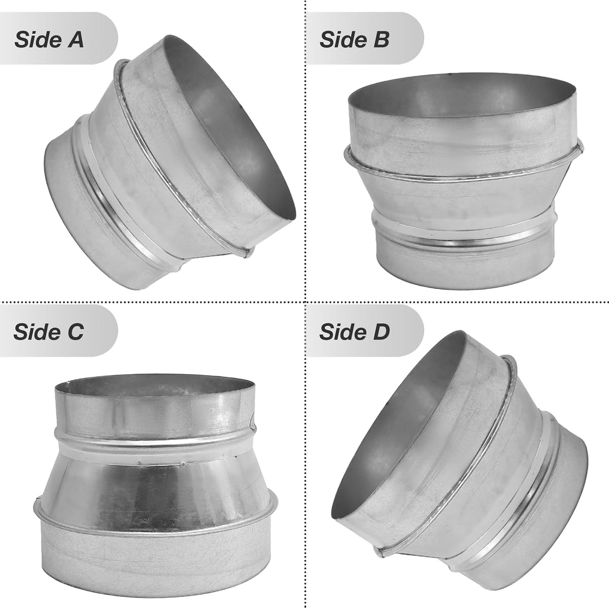 Reductor conducto aire 7 a 6 pulg acero galvanizado HVAC