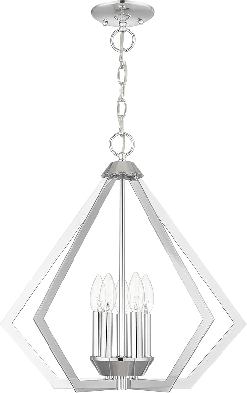 Lámpara araña 5 luces colección Prism cromo pulido