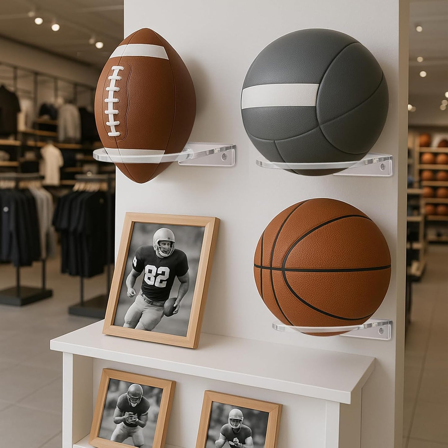 Soporte pared acrílico para baloncesto transparente 0.197pulg