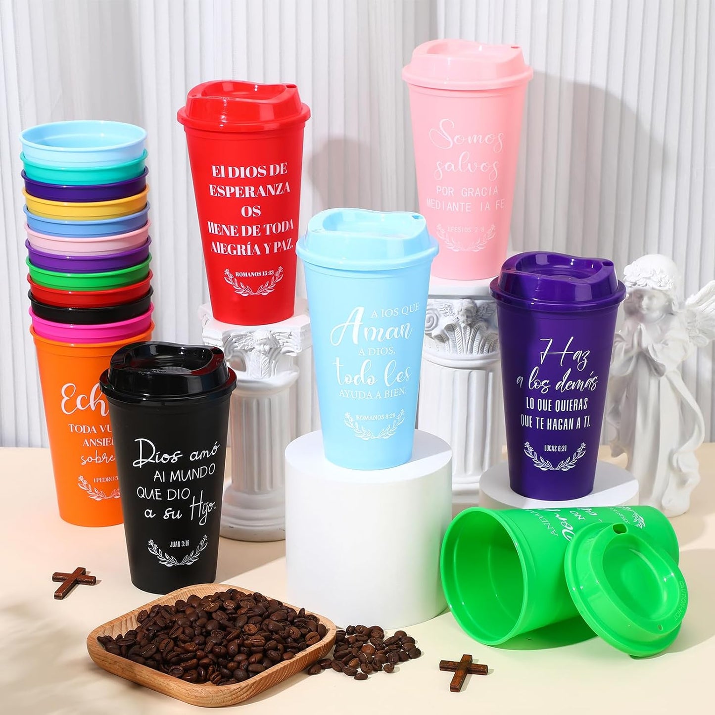 Vasos reutilizables 16oz con versículo plástico