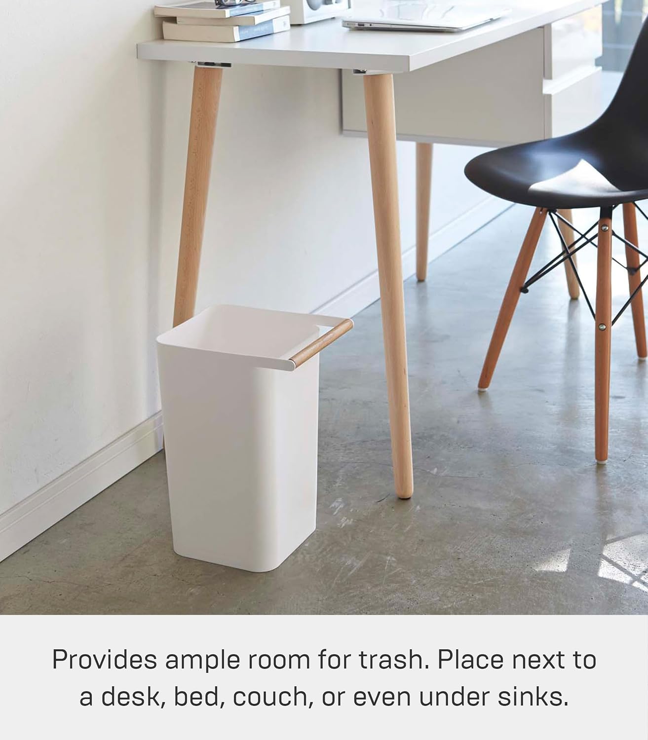 Papelera cuadrada plástico blanco para hogar