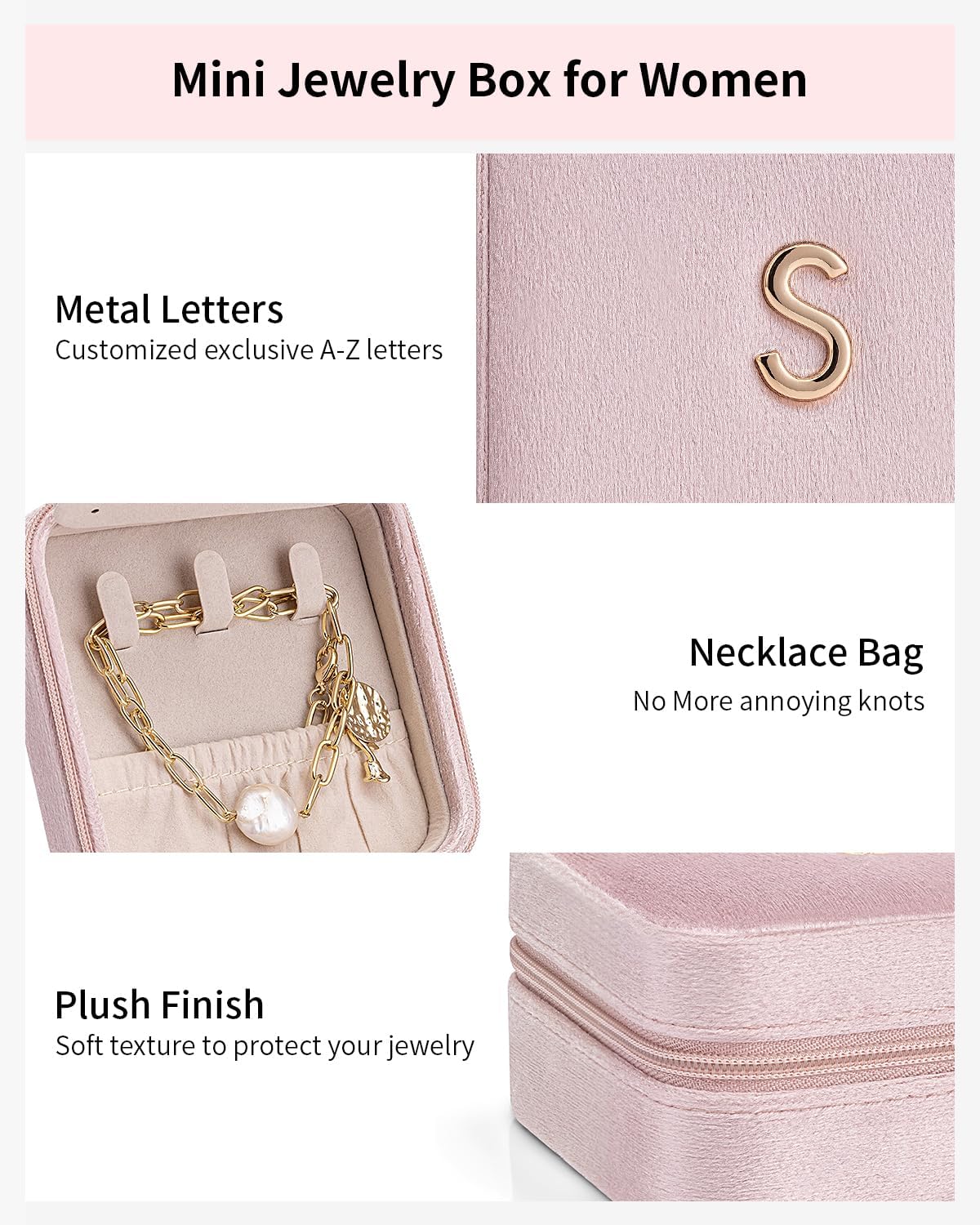 Estuche joyería viaje mujer niña letra L