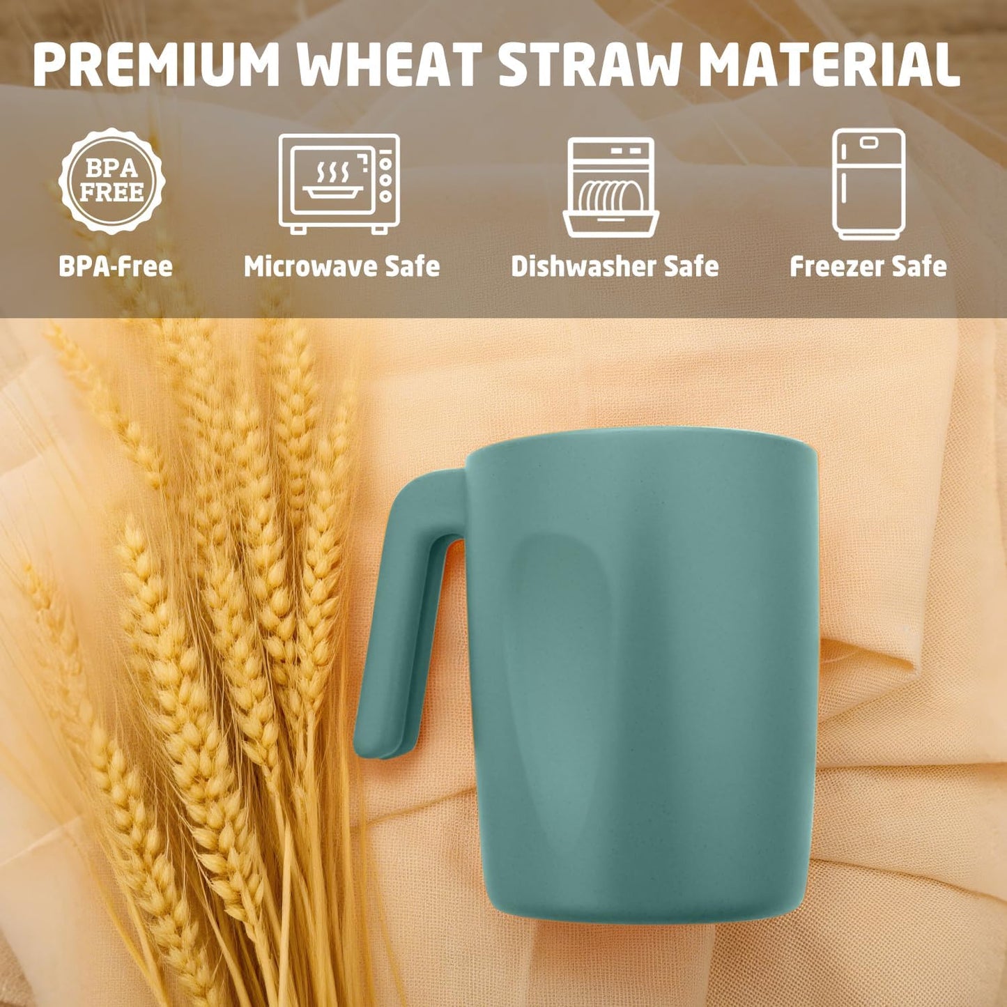 Set 6 Tazas Café Paja Trigo 16oz Resistentes Microondas