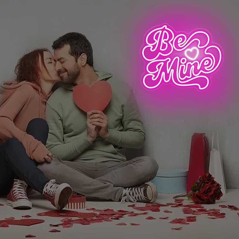 Letrero neón Be Mine LED decoración romántica pared