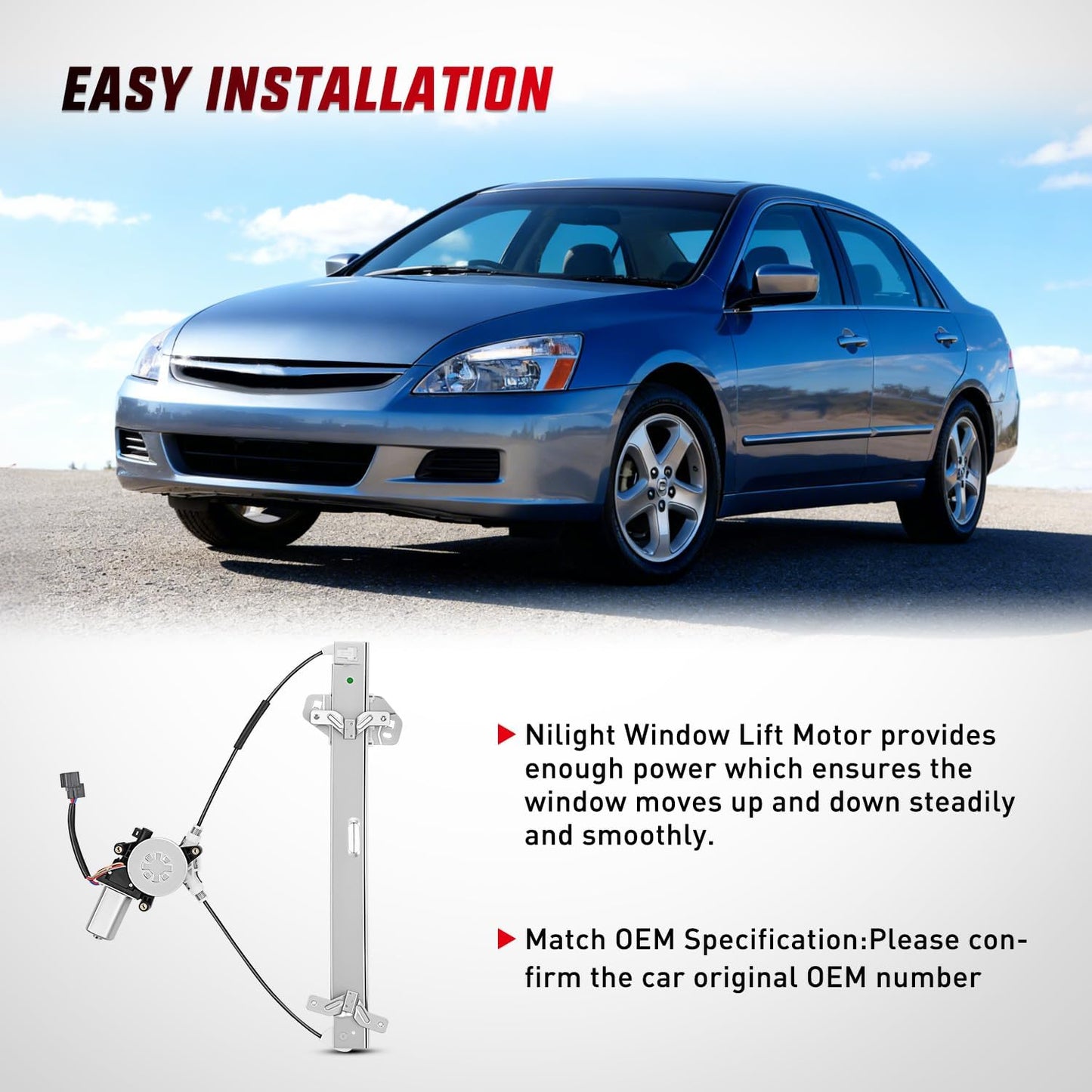 Regulador ventana eléctrica con motor Honda Accord 741-306