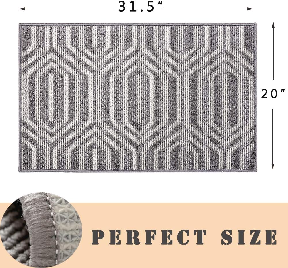 Alfombra puerta gris interior 20x31.5" bienvenida lavable