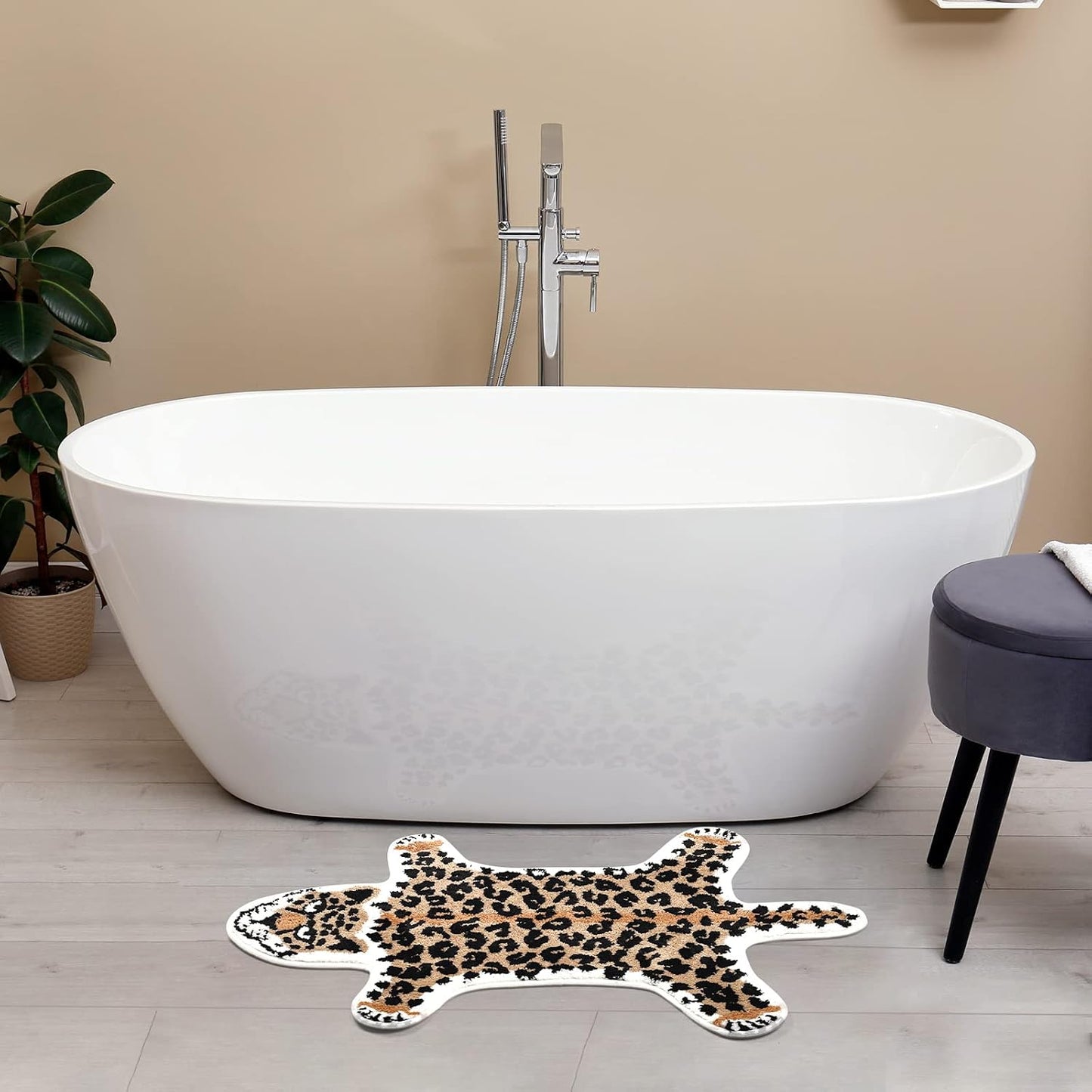 Alfombra baño diseño leopardo antiderrap 39.5x23.6"