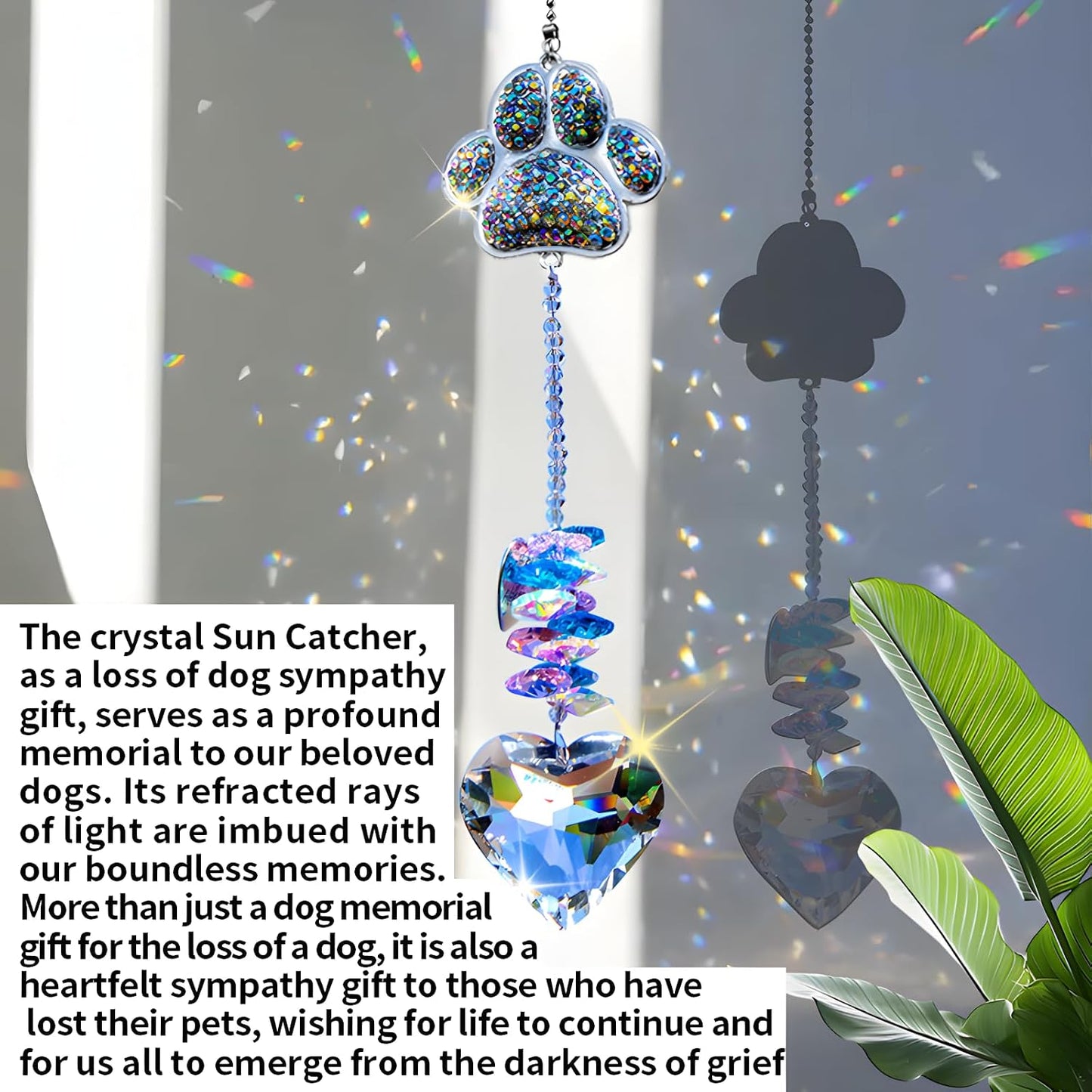 Atrapasoles conmemorativo para perros con 7 cuentas