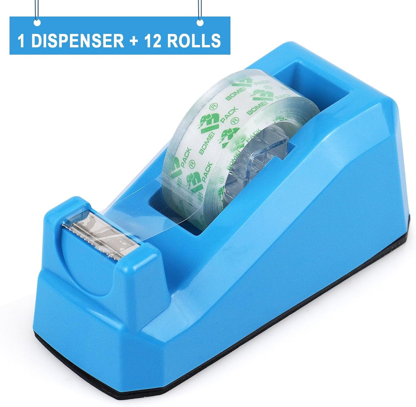 Dispensador cinta adhesiva transparente 12 rollos azul