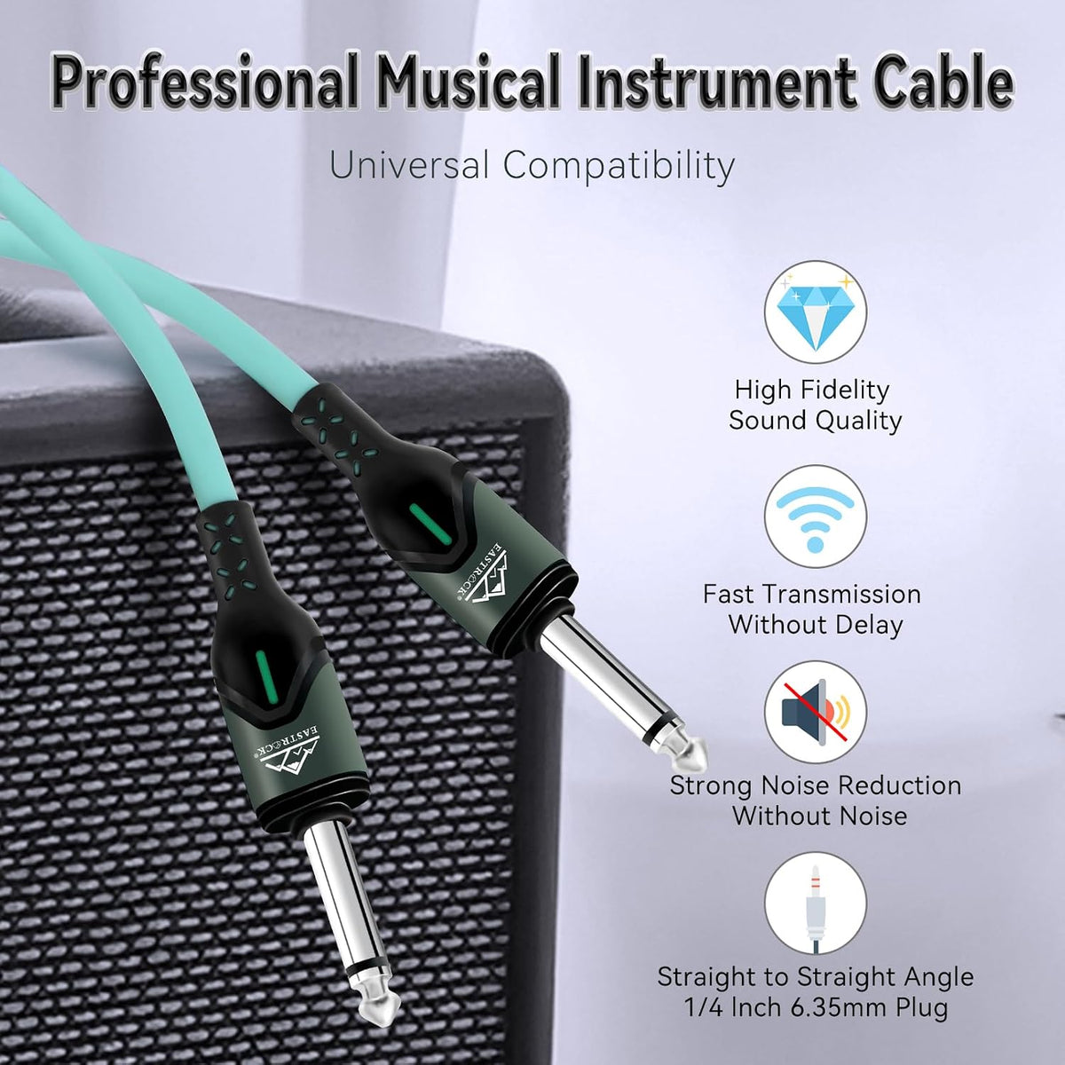 Cable guitarra 20ft anti-enredo 1/4" para eléctrica bajo