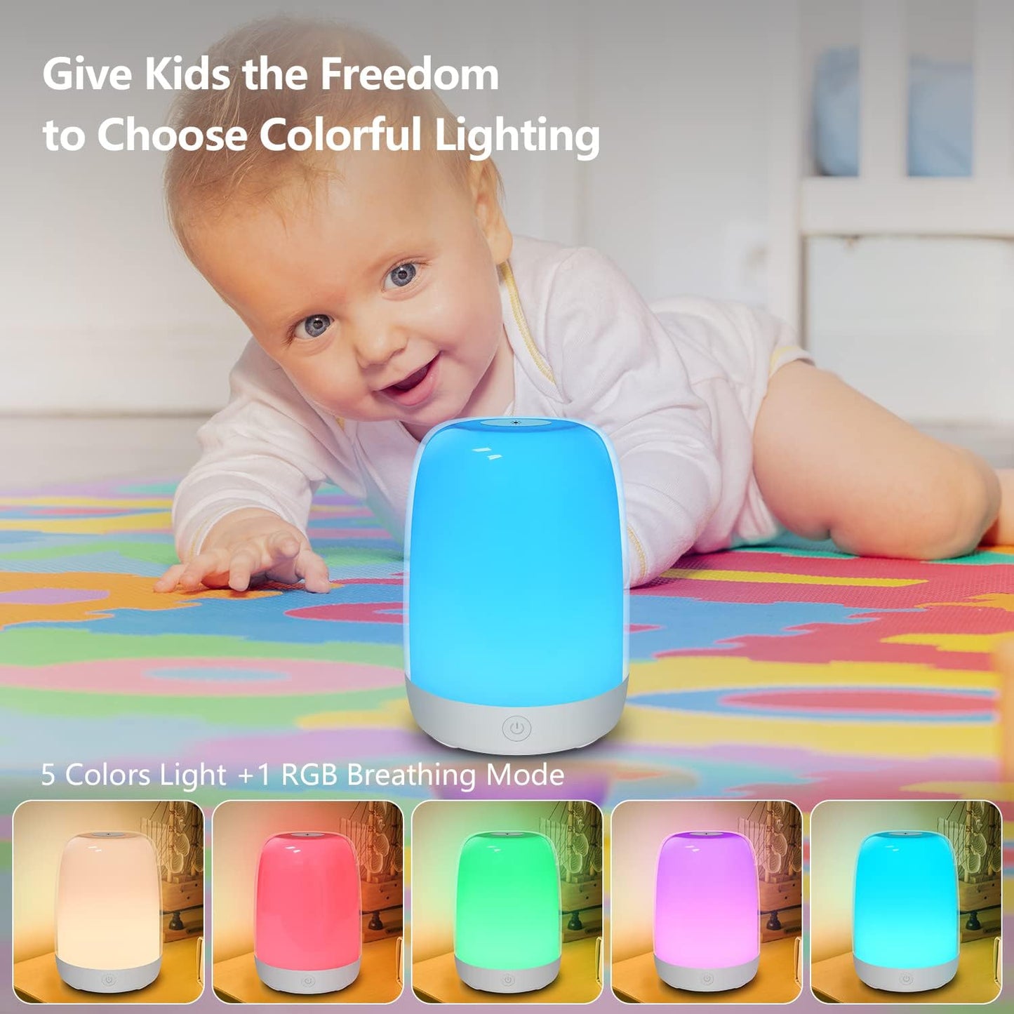 Luz guardería bebé cálida 5 luces cambian color recargable