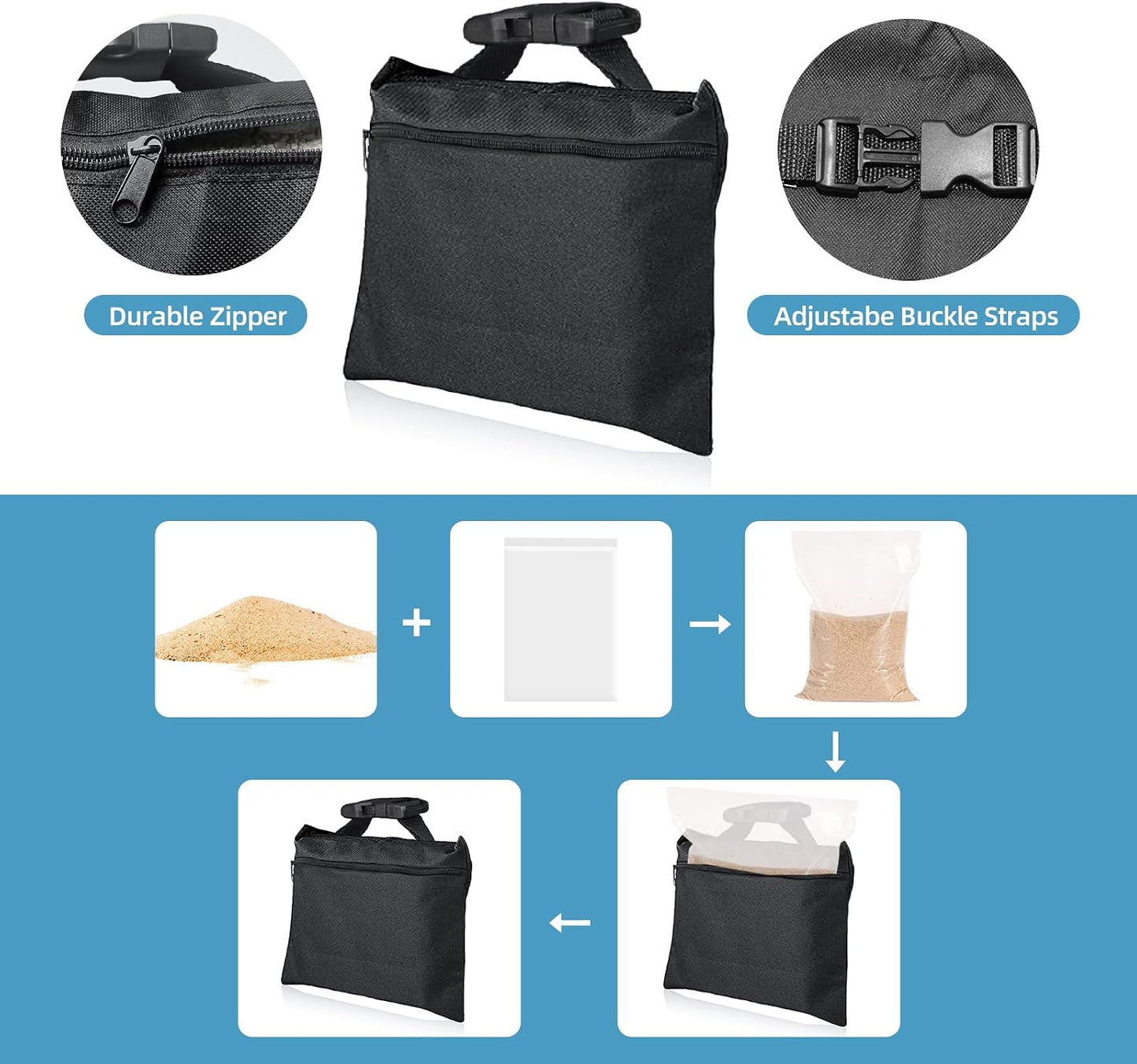 10 Paquetes Sacos Arena con Bolsas PE Resistentes para Trípode