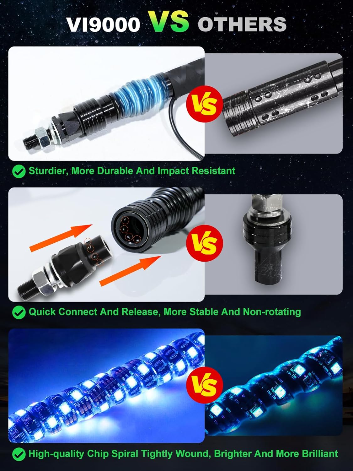 2 Luces Látigo LED con Control Remoto RGB UTV