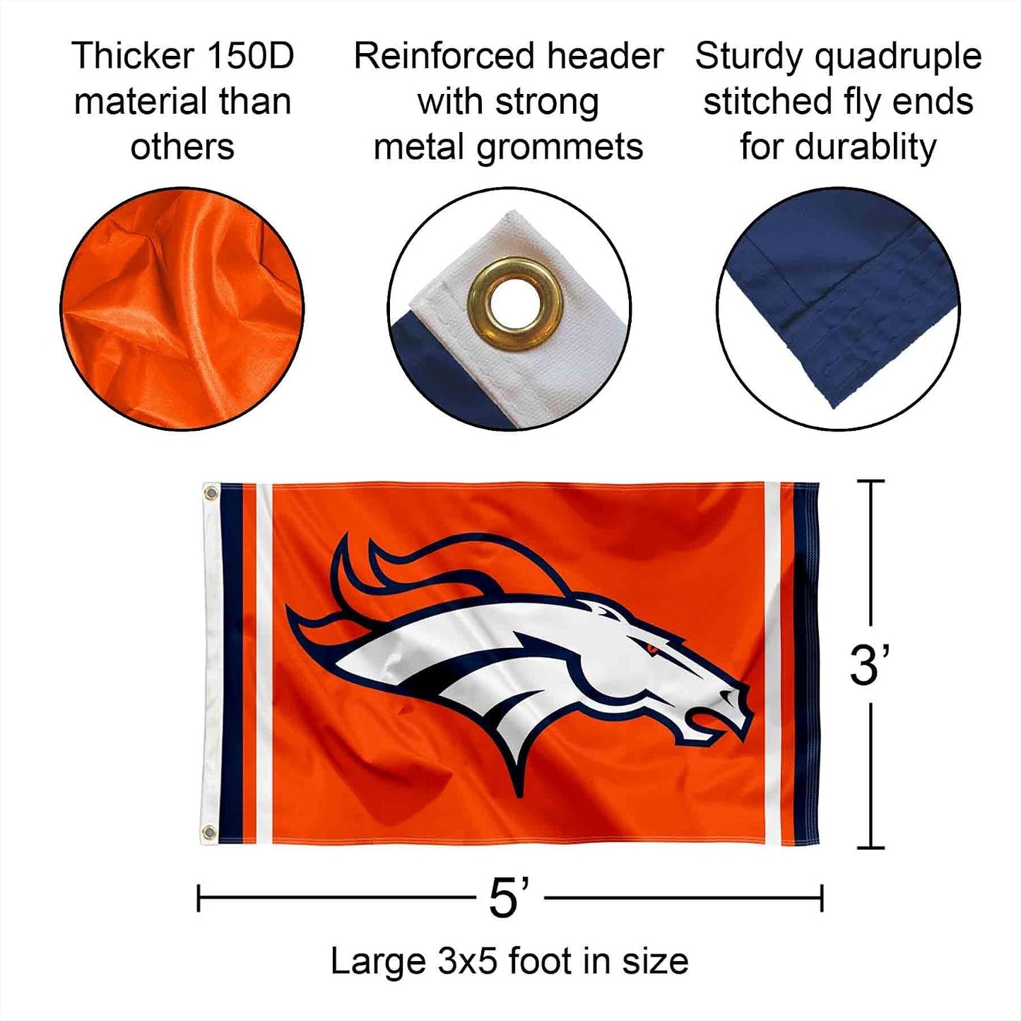 Kit mástil y soporte bandera naranja Broncos