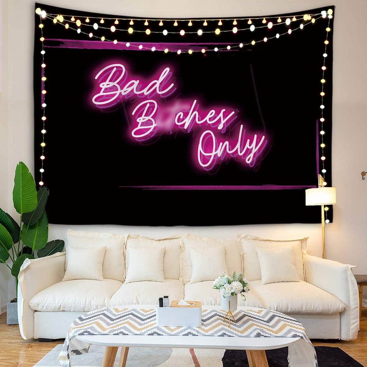 Tapiz decorativo con luz neón para dormitorio 51x60pulg