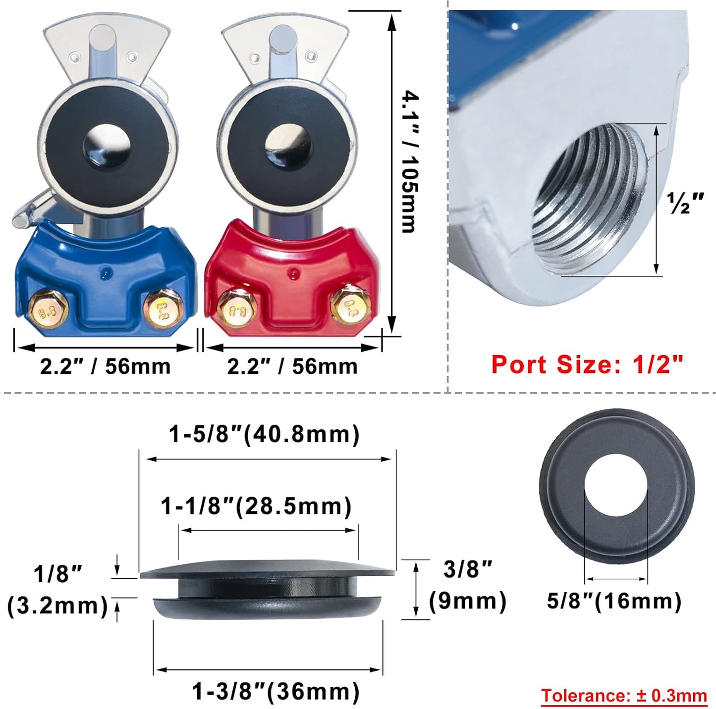 Kit mangueras aire aluminio 2 pzas rojas y 2 azules