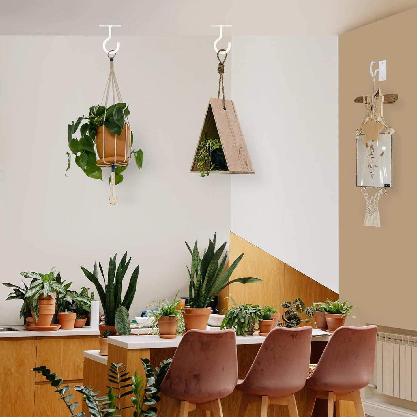 Ganchos metal decorativo para linternas y comedero pájaros 6pulg