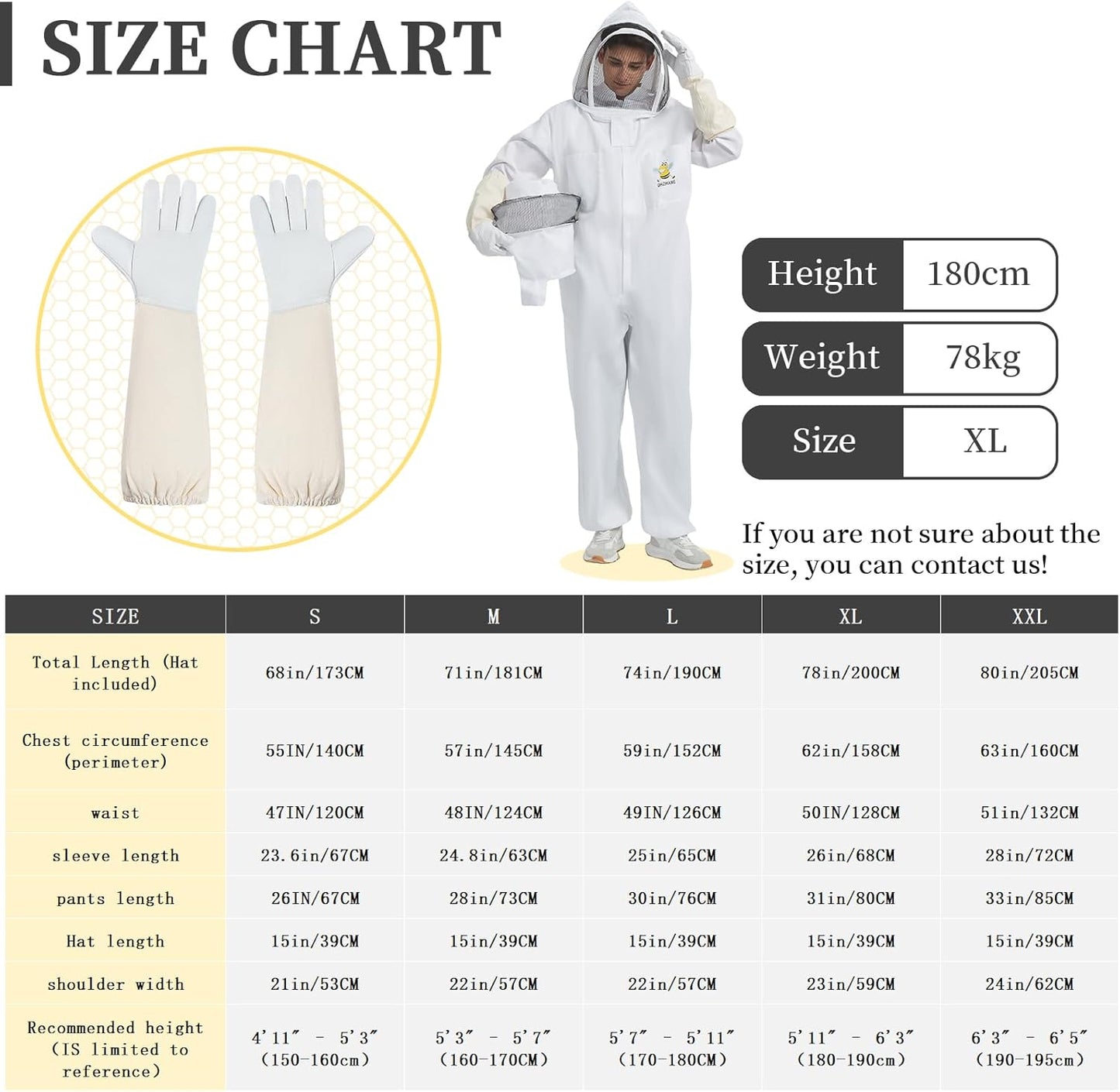 Traje antipicaduras unisex XXL con velos y guantes