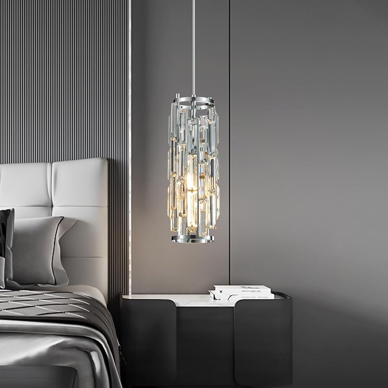 Lámpara colgante cromada mini candelabro cristal pack 3
