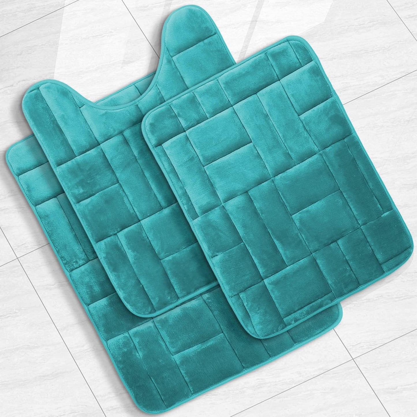 3 Tapetes Viscoelástica Antiderrap Baño Lavables