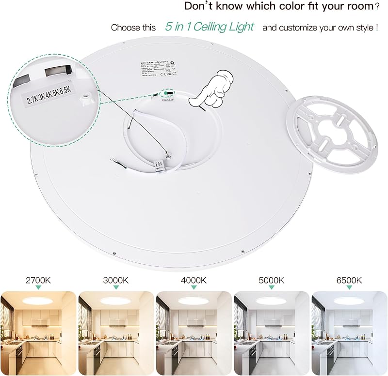 Lámpara techo LED 19" 36W 2700K-6500K seleccionable