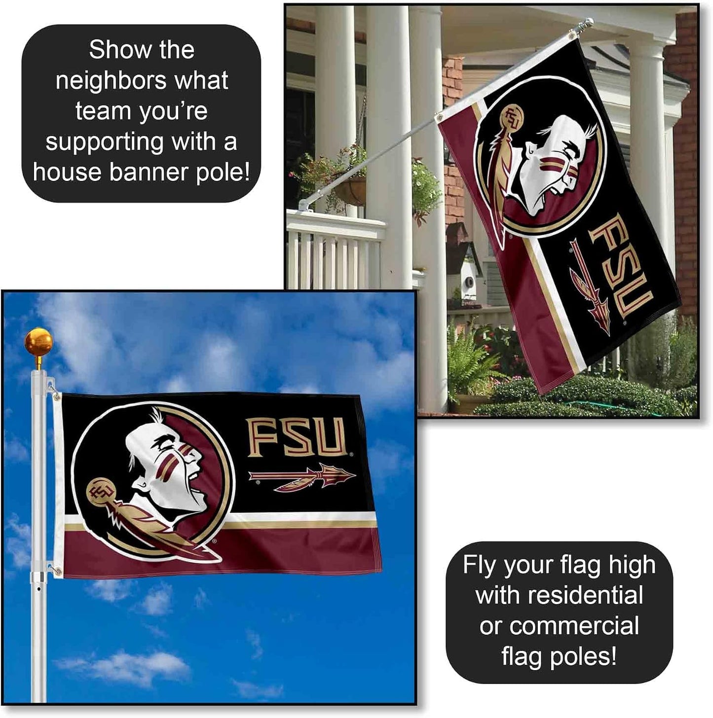 Bandera FSU Noles 3x5 para Decoración de Eventos y Hogar