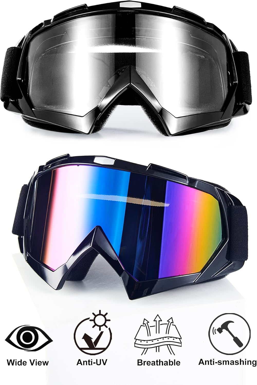 Gafas motocross 2 pzas para dirt bike atv racing