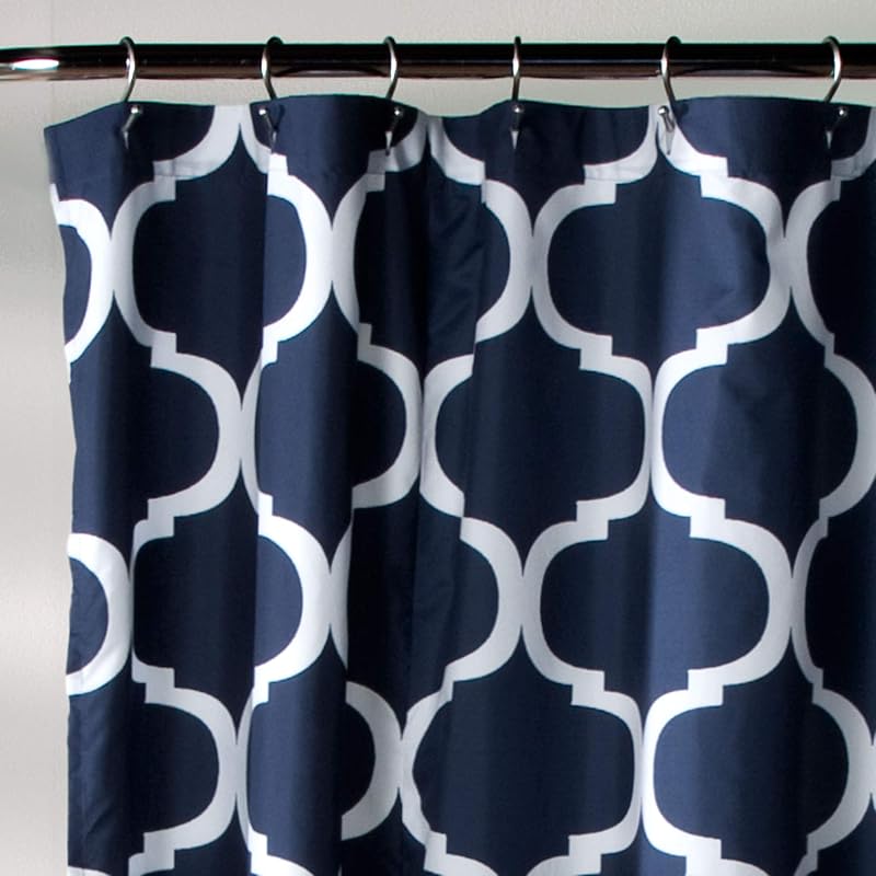 Cortina ducha individual 72x72pulg color azul marino enrejada