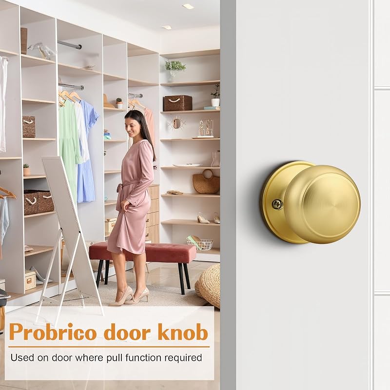 6 Pzas Pomos Puerta Dorado Manija Falsa Latón Cepillado