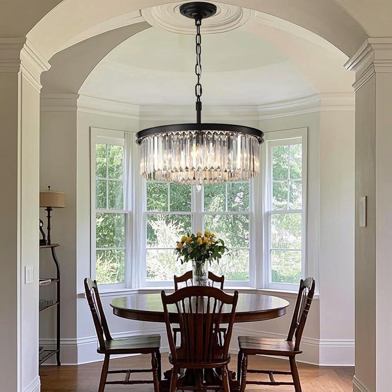 Candelabro cristal techo 3 niveles 8 luces comedor