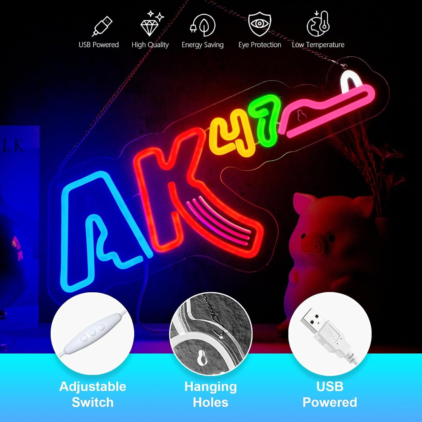 Letrero neón LED USB para decorar habitación niños