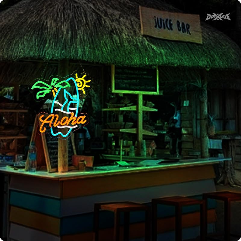 Letrero neón palma hawaiana para bar pub club USB
