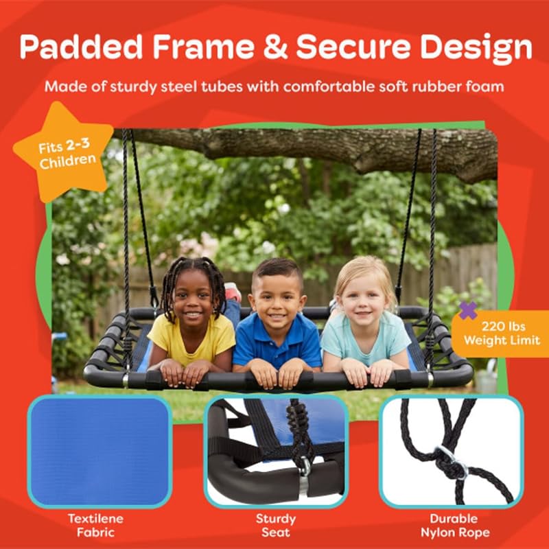 Columpio plataforma niños 40x30pulg cuerda ajustable
