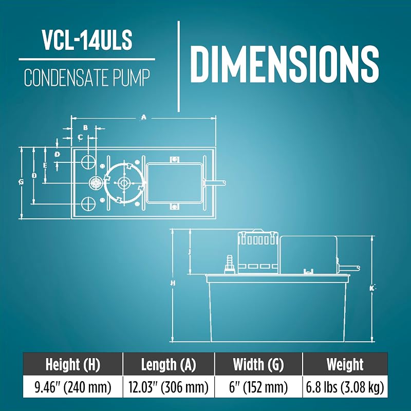Bomba extracción condensación 115V 1/50HP 1gal negro