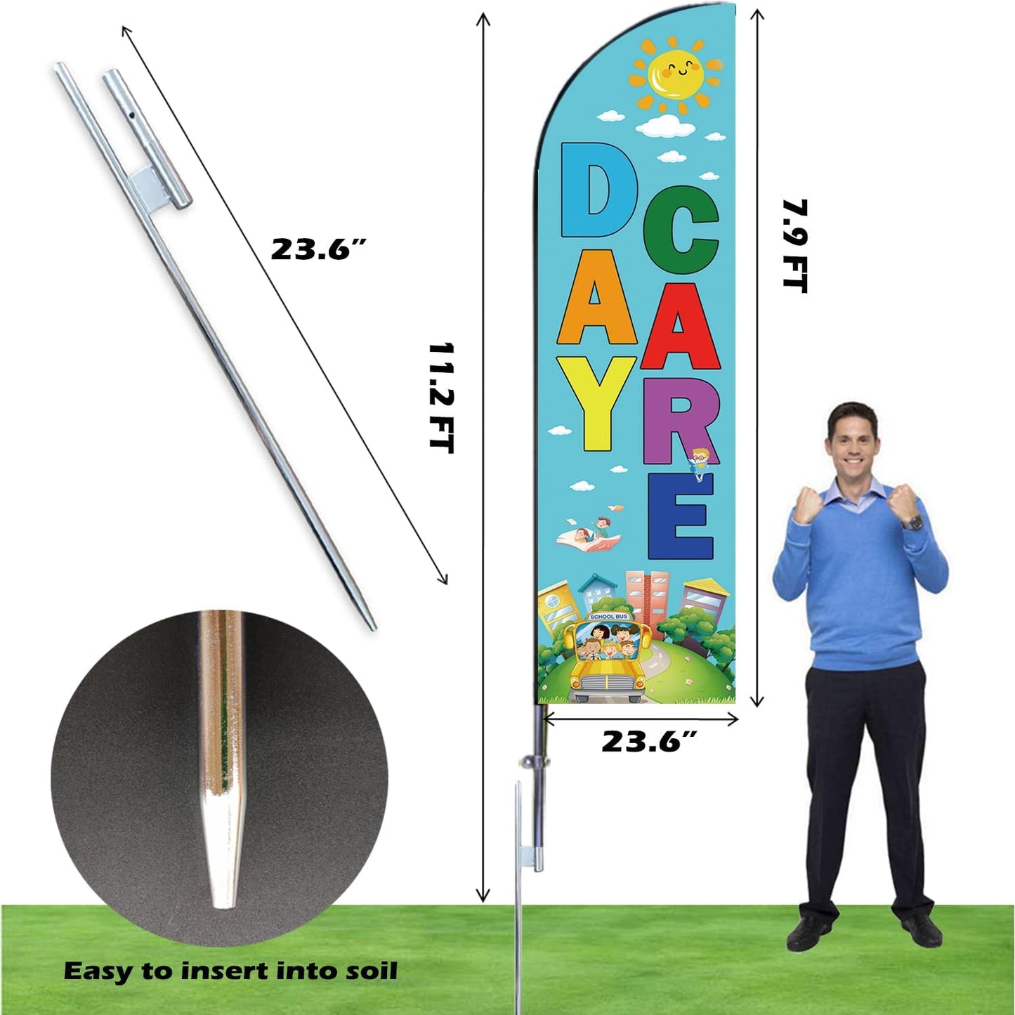 Banner plumas con asta para guarderías y escuelas